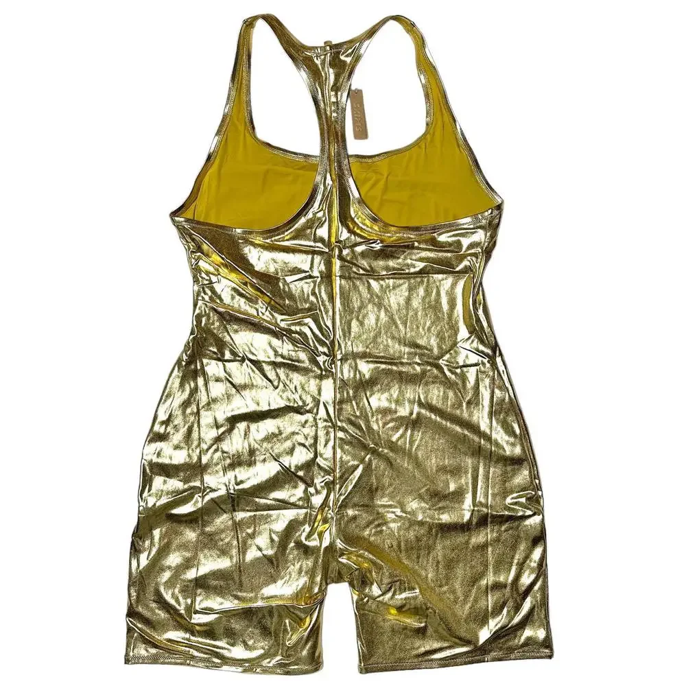 NWT Skims Rare Swim Racerback Romper Metallic Gold Women’s 4X